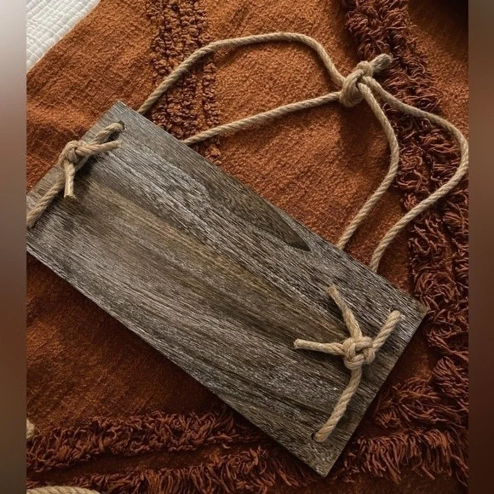 Boho Rustic Wall Hanging Wood Floating Shelves, Set of 2